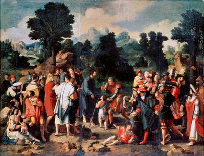Die Heilung des Blinden von Jericho, zentrales Panel, 1531 von Lucas van Leyden