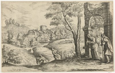 Landschaft mit der Heiligen Familie und zwei Hebammen von Lucas van Uden