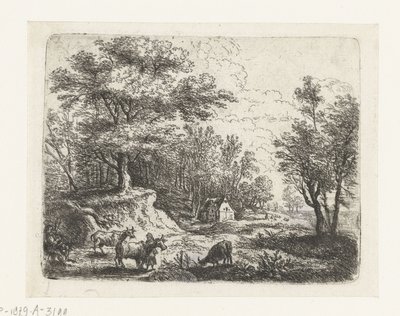 Landschaft mit drei Kühen und einer Frau von Lucas van Uden