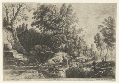 Pferde und Kühe an einer Tränke von Lucas van Uden
