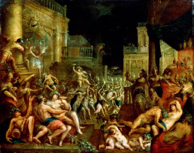 Midas Fest zu Ehren von Bacchus und Silenus, ca. 16. Jahrhundert von Lucas van Valckenborch