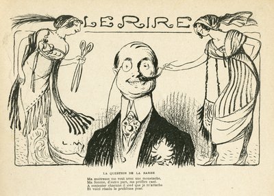 Illustration in Le Rire, 23/03/12 - die Frage des Bartes (Gravur) von Lucien Metivet