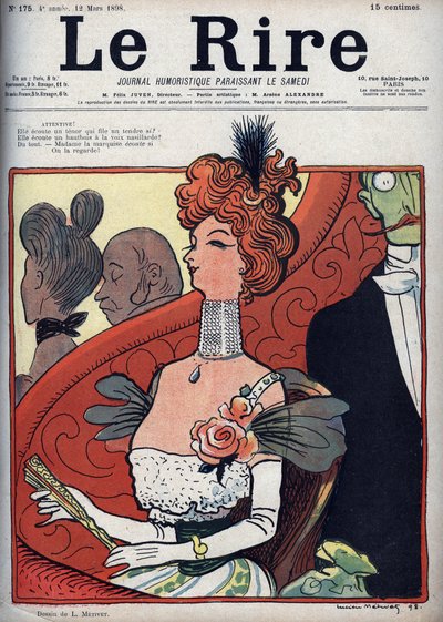 Frau im Theater - Le rire du 12 mars 1898 (Gravur) von Lucien Metivet