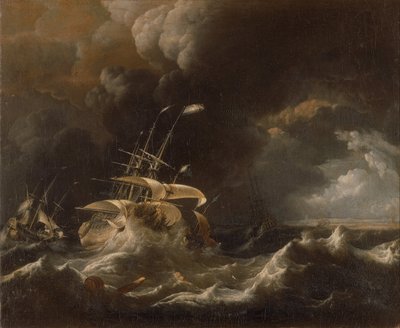 Niederländische Handelsschiffe in einem Sturm von Ludolf Bakhuizen