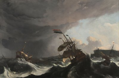 Kriegsschiffe in einem schweren Sturm von Ludolf Bakhuysen
