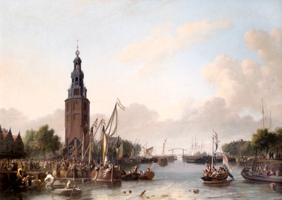 Ein Mann von Rang geht in Amsterdam an Bord von Ludolf I Backhuysen