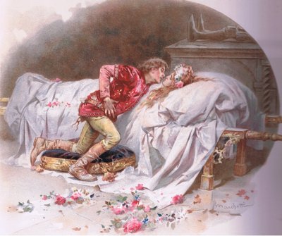 Deine Drogen wirken schnell. So sterbe ich mit einem Kuss., Illustration aus Romeo und Julia von Ludovico Marchetti