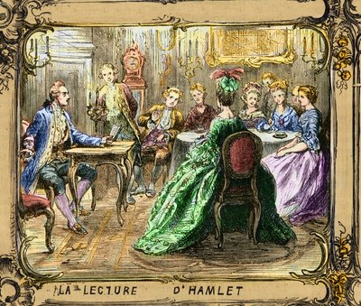 Die Lektüre von Hamlet (Shakespeare) - Johann Wolfgang von Goethe in Straßburg 1770 - Kupferstich nach Ludwig Pietsch (1824-1911) von Ludwig (after) Pietsch