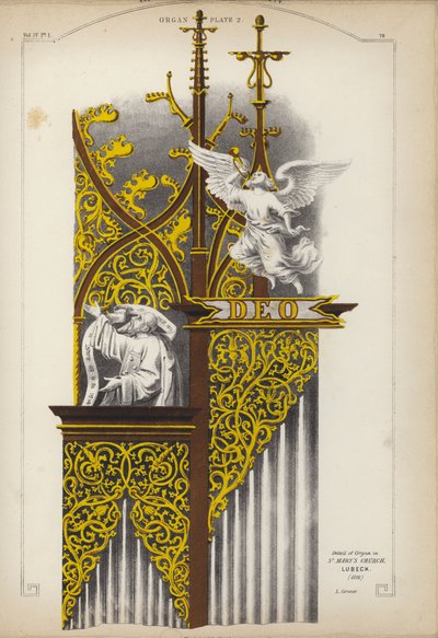Detail der Orgel in der Kirche St. Marien, Lübeck, Deutschland von Ludwig Gruner