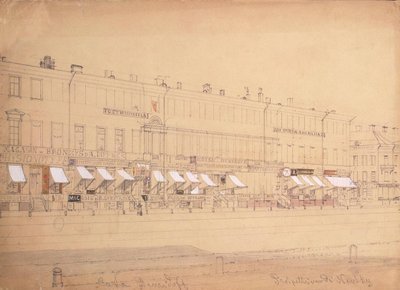 Das Demidov-Hotel am Newski-Prospekt in St. Petersburg, Mitte des 19. Jahrhunderts von Ludwig Premazzi