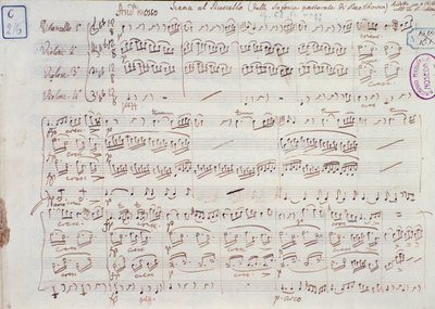 Seite der Partitur für Symphonie Nr. 6 in F-Dur, Opus 68, von Ludwig van Beethoven von Ludwig van Beethoven