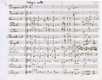 Notenblatt der Symphonie Nr. 1 in C-Dur von dem deutschen Komponisten Ludwig van Beethoven (1770-1827) (1799-1800) Mailand, Biblioteca del Conservatorio von Ludwig van Beethoven