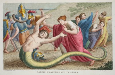 Kadmos in eine Schlange verwandelt, Buch IV, Illustration aus Ovids Metamorphosen, Florenz, 1832 von Luigi Ademollo