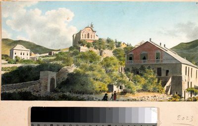 Ansicht des Hügels und der Kirche von Oregina, Genua von Luigi Garibbo