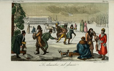 Eislaufbahn. Illustration aus Il costume antico e moderno o storia del governo von Giulio Ferrario, 1831 von Luigi Giarrè