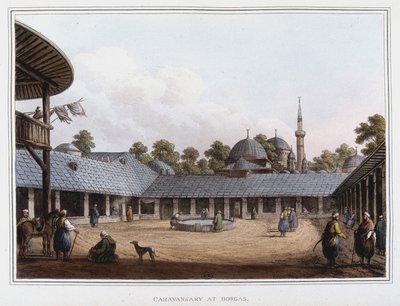 Lager in Borgas. In „Views in the Ottoman Dominions, in Europe, in Asia, and some of the Mediterranean islands“ von Luigi Mayer, London von Luigi Mayer