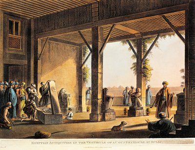Ägyptische Antiquitäten im Hof eines Hauses in Boulaq, aus Views in Egypt von Luigi Mayer