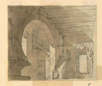 Bühnenbild, Innenraum einer Küche von Luigi Ricci