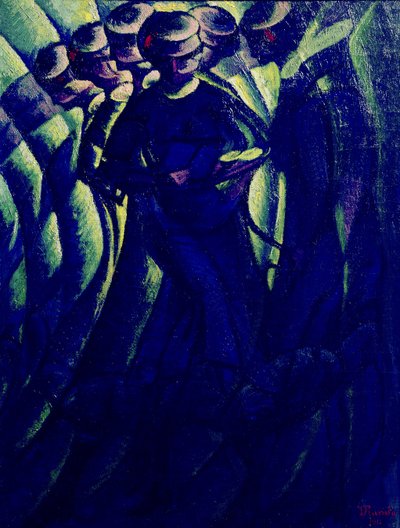 Zusammenfassung der Bewegungen einer Frau von Luigi Russolo