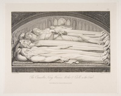 Der Ratgeber, König, Krieger, Mutter & Kind im Grab, aus Das Grab, ein Gedicht..., 1. März 1813 von Luigi Schiavonetti