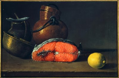Stillleben mit Lachs, Zitrone und Gefäßen von Luis Meléndez