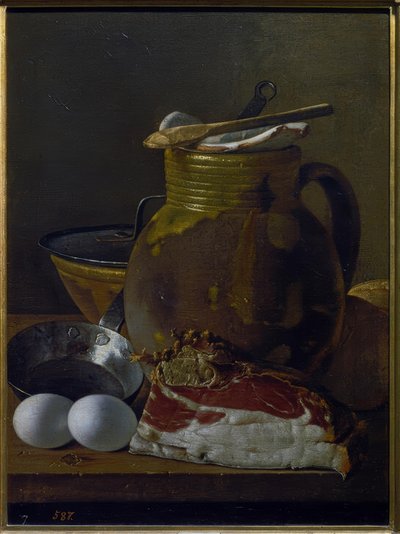 Stillleben mit Schinken, Eiern und Gefäßen von Luis Meléndez