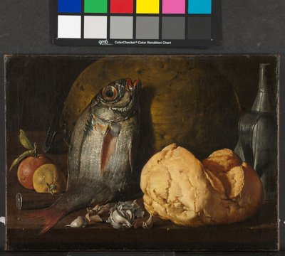 Stillleben mit Fisch, Brot und Kessel, ca. 1772 von Luis Menendez or Melendez