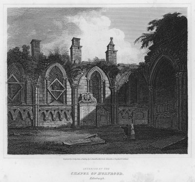 Innenraum der Kapelle von Holyrood, Edinburgh (Gravur) von Luke (after) Clennell