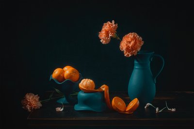 Lebendige Orangen Stillleben von Lydia Jacobs