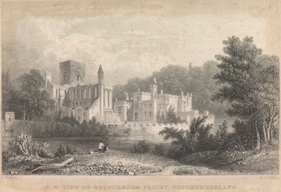 Nordwestansicht der Brenckburn Priory, Northumberland; Seite 44 (Band Eins) von M. J. Starling