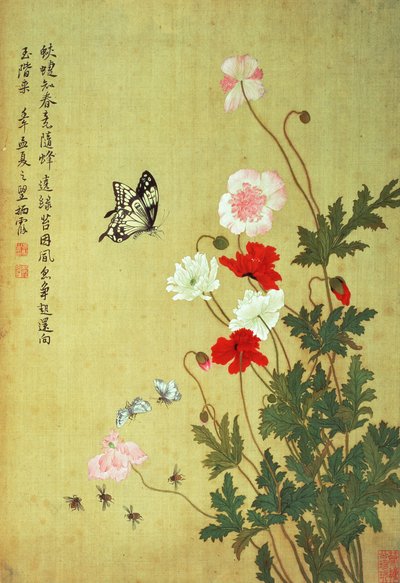 Mohnblumen, Schmetterlinge und Bienen von Ma Yuanyu