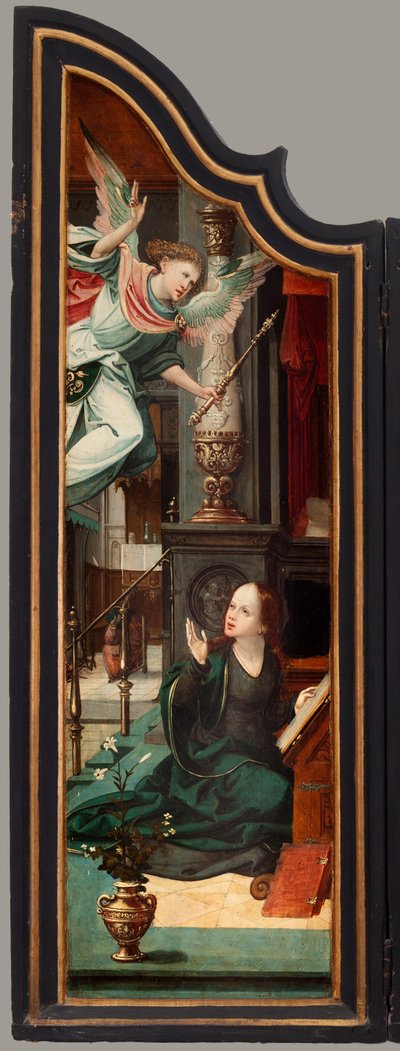 Triptychon. Maarten de Vos. 16. Jahrhundert. Altarbild geöffnetes linkes Flügel von Maarten de Vos