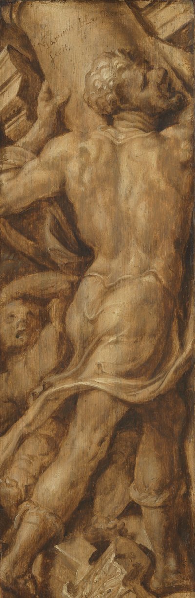 Samson zerstört die Säulen des Tempels von Maarten van Heemskerck (signed by artist)