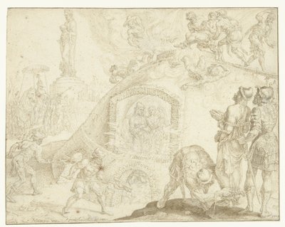 Drei Jünglinge werden in einen feurigen Ofen geworfen (Historie der drei Jünglinge) von Maarten van Heemskerck
