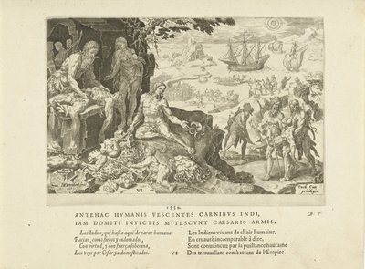 Kaiserliche Truppen bringen Zivilisation zu den Indianern, 1555 von Maarten van Heemskerck
