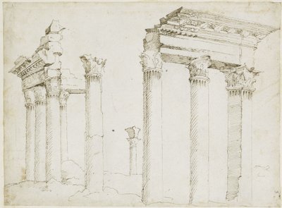 Reste des Minerva-Tempels auf dem Forum Nervae von Maarten van Heemskerck
