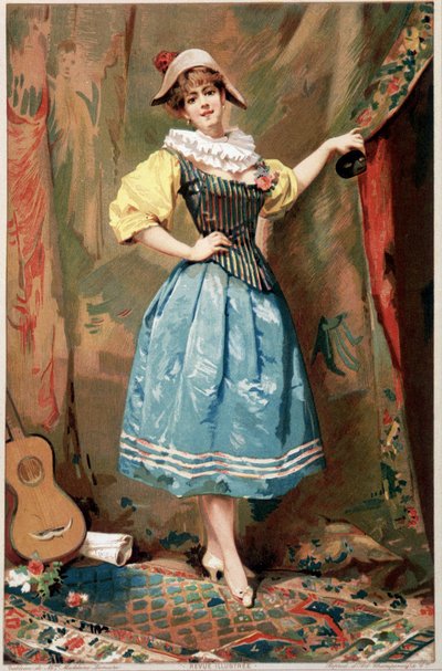 Das Kostüm (Eine Frau mit einer Gitarre), 19. Jahrhundert von Madeleine Lemaire