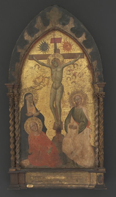 Christus am Kreuz, betrauert von der Jungfrau Maria und den Heiligen Maria Magdalena und Johannes von Maestro Francesco