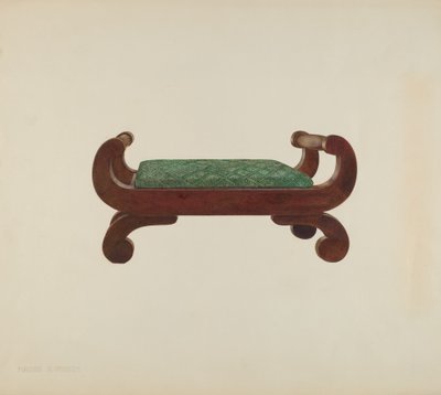 Fußschemel - Mahagoni mit Pferdehaarbezug, um 1939 von Magnus S. Fossum