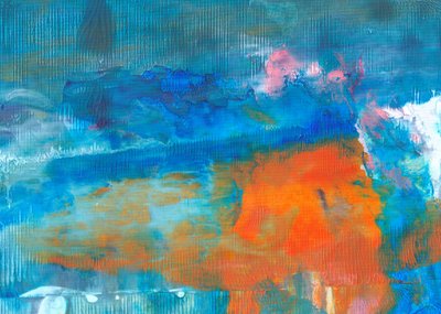 Lebendiger Blau-Orange-Fluss von Maira Ribena