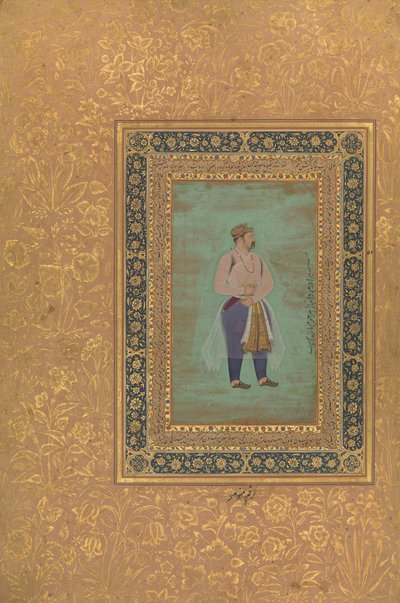 recto: Porträt von Prinz Danyal, Folio aus dem Shah Jahan Album von Manohar