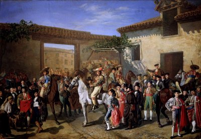 Pferdehof in der alten Stierkampfarena von Madrid von Manuel Castellano