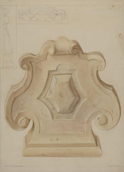 Marmorverzierung vom oberen Teil des Kaminsimses, ca. 1937 von Manuel G. Runyan