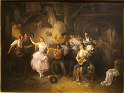 Tänzerin in einer Taverne. Gemälde von Manuel Rodriguez de Guzman (1818-1867) von Manuel Roderiguez Guzman