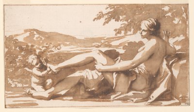 Studie für ein Übertürgemälde, Amor entfernt einen Dorn aus dem Fuß der Venus von Marc Antonio Franceschini