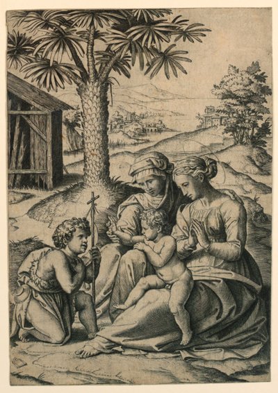 Madonna der Palme von Marc Antonio Raimondi