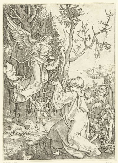 Engel erscheint Joachim von Marcantonio Raimondi