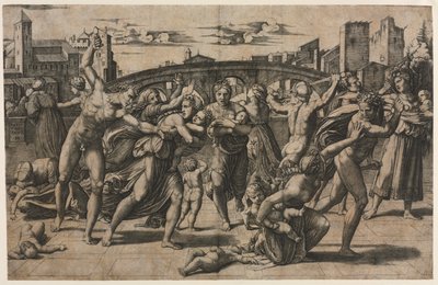 Massaker der Unschuldigen (Mit dem Tannenbaum) von Marcantonio Raimondi