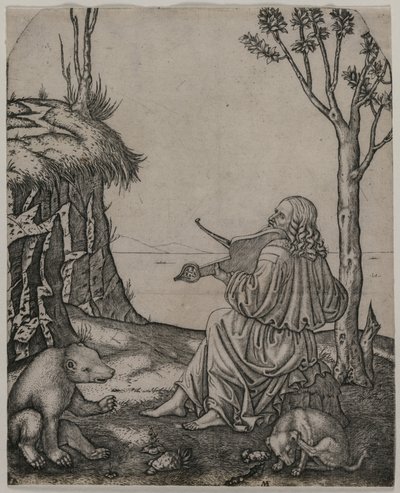 Orpheus bezaubert die Tiere von Marcantonio Raimondi