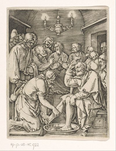 Fußwaschung von Petrus, Passionsgeschichte Christi (Serientitel) von Marcantonio Raimondi